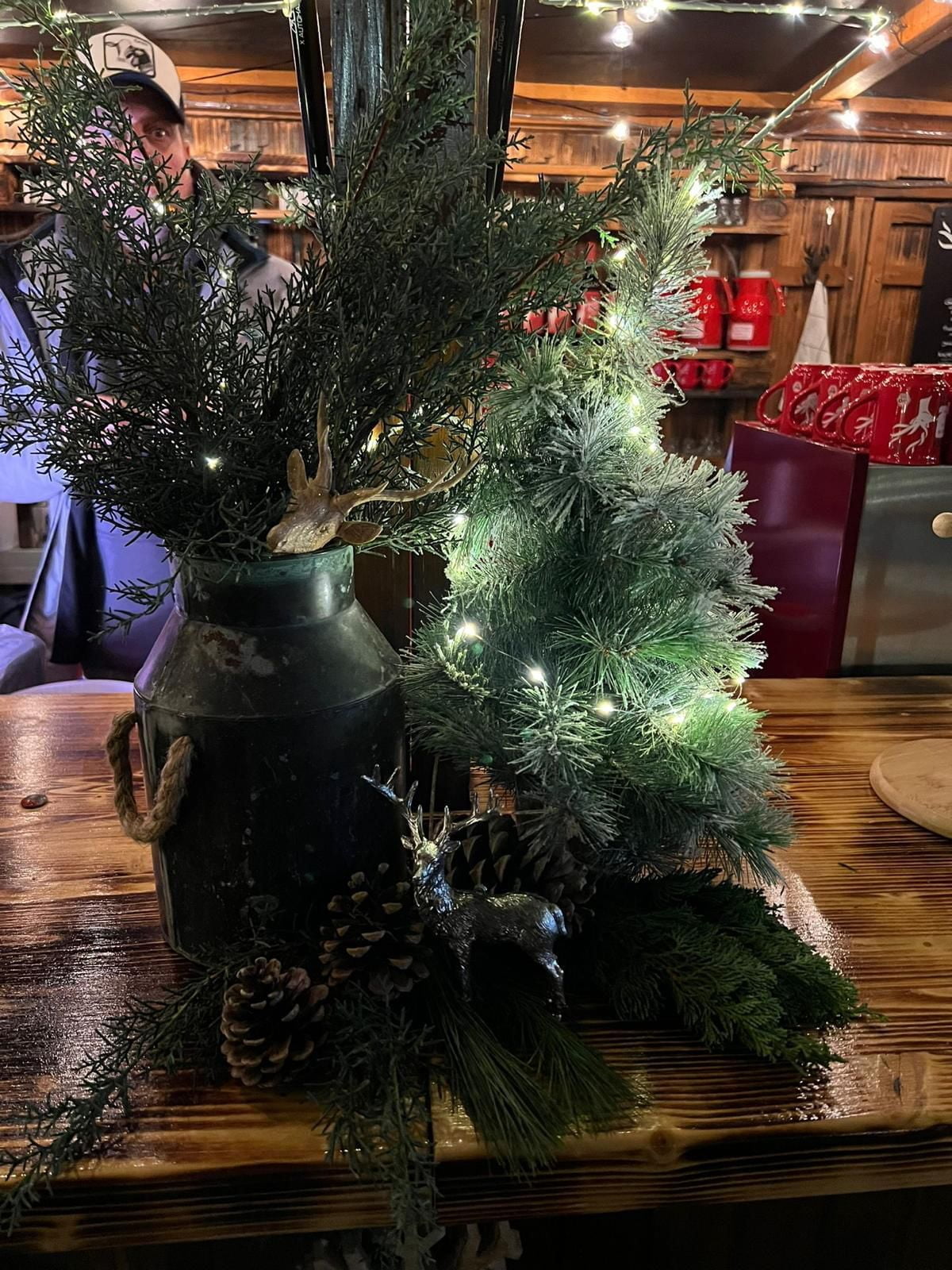 Winterliche Dekoration an der Almhütte